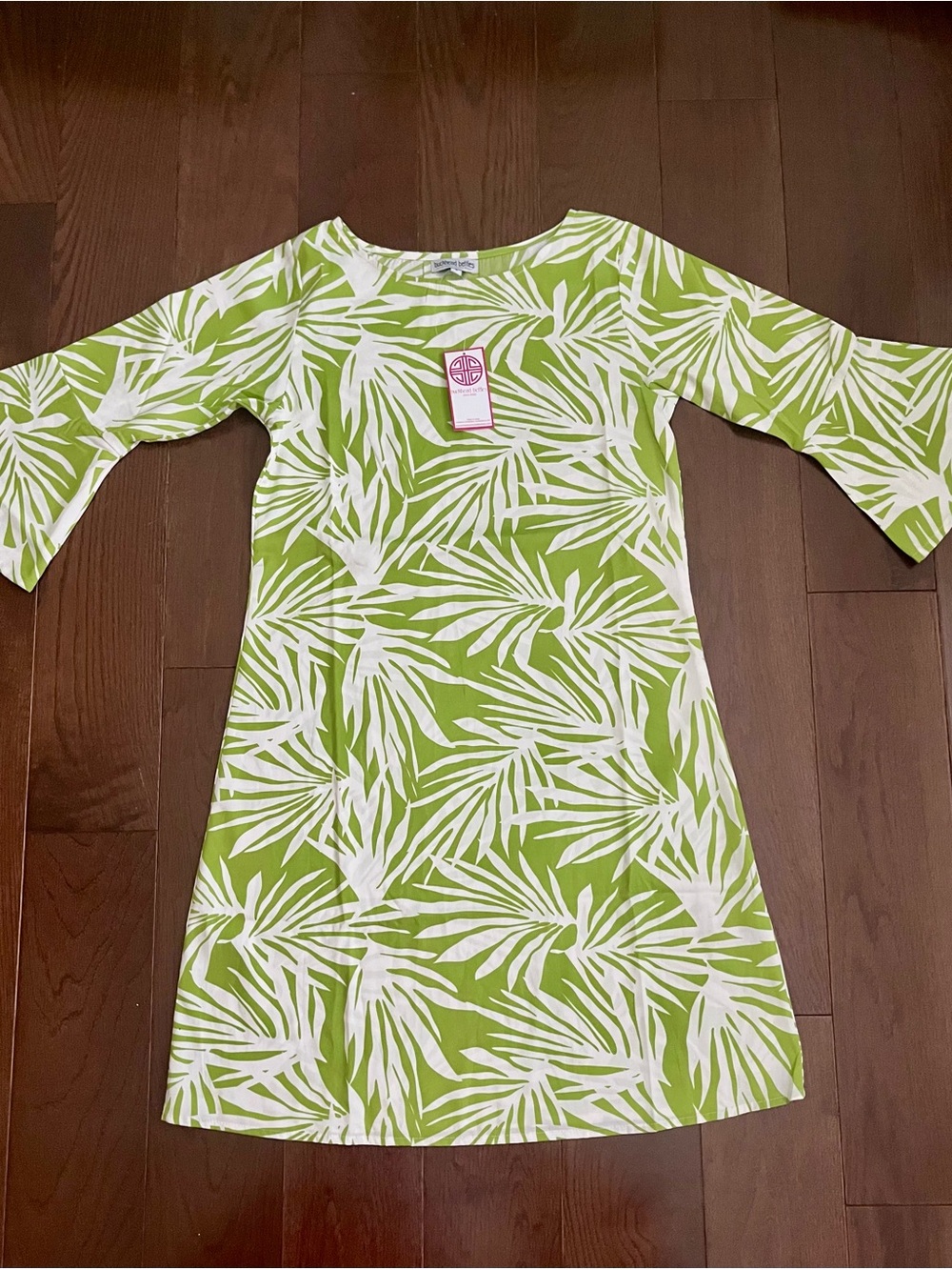 NWT Buckhead Betties Green & White Palm-Leaf Dress